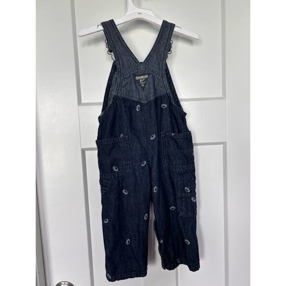 OshKosh B’gosh Football Embroidered Denim Overalls Blue Size 18M - Picture 5 of 11